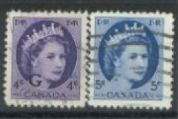 CANADA - 1954, QUEEN ELIZABETH II STAMPS SET OF 2, USED. - Oblitérés