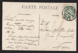 Obliteração 'Est. Teleg. Postal Faro 1906'. Estação Telegráfica Postal Faro Sobre Selo 5 Reis D. Carlos. Faro Postal T - Cartas & Documentos