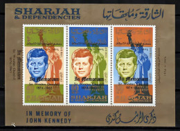 Sharjah 1964, Kennedy, Overp. Winston Churchill, 3val In Block - Sir Winston Churchill