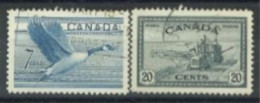 CANADA - 1951/52, CANADIAN GOOSE & COMBINE HARVESTER STAMPS SET OF 2, USED. - Gebraucht