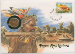 Papua Neuguinea 1987 Ureinwohner Siedlung Numisbrief 2 Toea (N427) - Papoea-Nieuw-Guinea