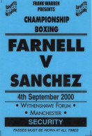 Anthony Farnell Vs Juan Sanchez Boxing 2000 Manchester Press Pass - Boxe