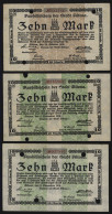 Geldschein Banknote Notgeld Altona 3 Stück 10 Mark 3, 6 + 7 Fast Kfr. 1918/19 - Otros & Sin Clasificación