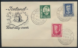 Island Brief 293-295 H. Hafstein Dichter Politiker Premierminister FDC Kat 60,00 - Covers & Documents