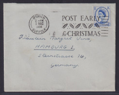 Großbritannien Brief Weihnachten Schöner Stempel Ipswich Suffolk N. Hamburg Auf - Cartas & Documentos