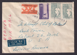 Türkei Flugpost Brief Nach Detroit Michigan USA Einschreibe Brief - Lettres & Documents