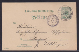 Altdeutschland Württemberg Ganzsache 5 Pfg Mit Alten Zweikreisstempel Wurmlingen - Postal  Stationery