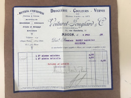 Facture / Voituret- Jouglard Et Cie / Macon / Droguerie / Peinture / Couleurs / 1932 - Perfumería & Droguería