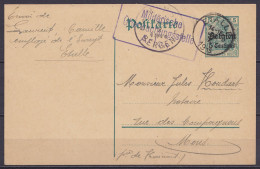 EP CP Postkarte 5c (type OC2) Càd ETALLE /13 X 1915 Pour MONS - Cachet Censure Allemande [Militärische Überwachungsstell - Occupation Allemande