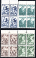3058. 1952 GRAMMOS-VITSI. HELLAS  A67-A70 MNH BLOCKS OF 4,VERY FINE AND VERY FRESH - Neufs