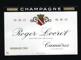 Etiquette Champagne Sec 1er Cru Roger Locret Cumieres  Marne 51 - Champagne