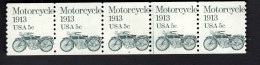 2024582519 1983 SCOTT1899 (XX) POSTFRIS MINT NEVER HINGED - STRIP OF5 MOTORCYCLE AND PLATE NUMBER 2 - Ruedecillas (Números De Placas)