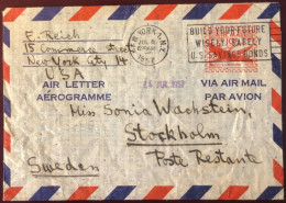 Etats-Unis, Aérogramme De New-York 1957 Pour La Suède - (B2743) - Andere & Zonder Classificatie