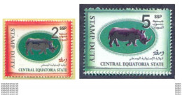 SOUTH SUDAN Short Set 2 & 5 SSP Revenue / Fiscal Stamp Central Equatoria State RHINO Timbres Fiscaux Soudan Du Sud RARE! - Sud-Soudan