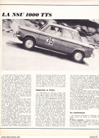 Feuillet De Magazine NSU 1000 TTS 1968 - Cars