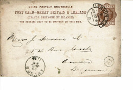 GRANDE BRETAGNE  Entier Postal Type  VICTORIA   CORRESPONDANCE COMMERCIALE - Briefe U. Dokumente