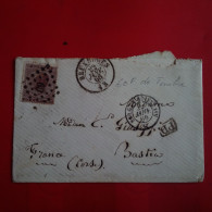 LETTRE BRUXELLES POUR BASTIA CACHET PD 1866 - 1865-1866 Perfil Izquierdo