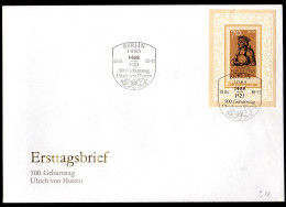 DDR, FDC Block "500. Geburtstag Von Ulrich Von Hutten" - Sonstige & Ohne Zuordnung