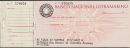 Portugal, Cheque - Banco Nacional Ultramarino. Viana Do Castelo - Cheques & Traveler's Cheques