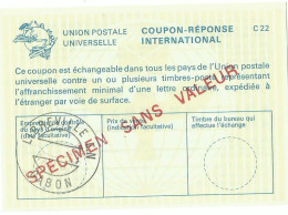 FRANCE COUPON UPU DE LIBREVILLE ( GABON) SURCHARGE SPECIMEN SANS VALEUR LETTRE COVER - Antwoordbons