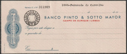 Portugal, Cheque - Banco Pinto & Sotto Mayor. Lisboa -|- Selo De Cheques $10 - Unused Stamps