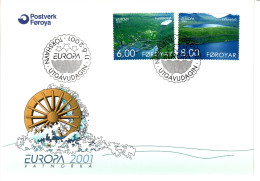 FÄRÖER MI-NR. 402-403 FDC EUROPA 2001 WASSER - 2001