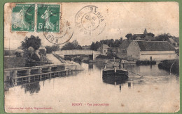 CPA Rare Mais Un Peu Usée - YONNE - ROGNY - VUE PANORAMIQUE  - Animation, Péniche Sortant De L'écluse - Autres & Non Classés