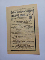 Ancienne Publicité Horlogerie P.FAURE ET FILS LE LOCLE SUISSE 1914 - Schweiz