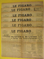 6 N° Le Figaro De 1945. De Gaulle Iran Nuremberg Viet Minh Mauriac Doenitz Hess Denoel Zog Albanie - Other & Unclassified