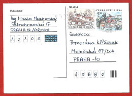 Entier Postal Sur Carte Postale " 5 Kc Praha Evropské Mesto Kultury Roku 2000 " 2scans - Cartes Postales
