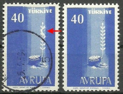 Turkey; 1958 Europa Cept ERROR "Print Stain" - Oblitérés
