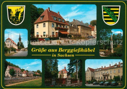 73268961 Berggiesshuebel Ortsmotive Kirche Postmeilensaeule Wappen Berggiesshueb - Bad Gottleuba-Berggiesshuebel