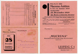 Germany 1928 Postcard W/ Reply Card; Leipzig - Mucrena-Auktion, Rauchwarenversteigerungs; 3pf. Meter - Machines à Affranchir