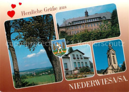 73268174 Niederwiesa Panorama Oberschule Rathaus Kirche Wappen Niederwiesa - Niederwiesa