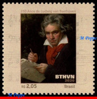 Ref. BR-V2020-12 BRAZIL 2020 - LUDWIG VAN BEETHOVEN, 250YEARS, COMPOSER, MUSIC, MNH, FAMOUS PEOPLE 1V - Neufs