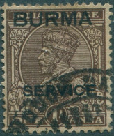 Burma Official 1937 SGO4 1a Brown KGV With BURMA SERVICE Ovpt FU - Myanmar (Birmanie 1948-...)