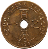 LaZooRo: French Indochina 1 Cent 1920 XF - Französisch-Indochina