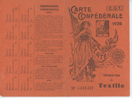 Carte De La CGT 1938 - Lidmaatschapskaarten