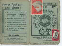 Carte De La CGT 1946 - Cartes De Membre