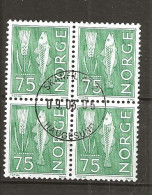 Norway 1973 Ear Of Rye And Cod    75 øre  , Mi 655 In Bloc Of Four Cancelled(o) - Oblitérés