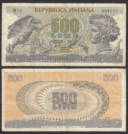 Italien - Italy 500 Lire Banknote 1966 Pick 93a Fast VF (3-)    (32642 - Otros & Sin Clasificación