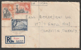 GOLD COAST - ENGLAND QEII 1/7 REGISTERED AIRMAIL RATE - Gold Coast (...-1957)