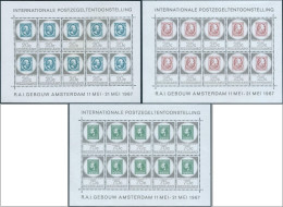 HOLLAND-NETHERLANDS-NEDERLAND,1967 AMPHILEX,INTERNATIONAL STAMP EXHIBITION AMSTERDAM,Three Mini Sheets -MNH - Blocks & Sheetlets