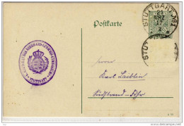 Postkarte, Ganzsache - Amtlicher Verkehr, Gel. V. Eberhard-Ludwigs-Gymnasium Stuttgart .... - Postwaardestukken