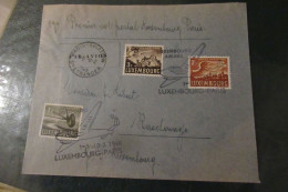 Premier Vol Postal Luxembourg 02 02  1948 Lettre - Brieven En Documenten