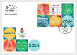 Hungary Ungarn Hongrie 2024 Olympic Games Paris Olympics Perforated Block FDC - FDC