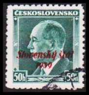 1939. SLOVENSKO 50 HALERU Overprinted Slovensky Stat 1939.  (Michel 8) - JF545943 - Used Stamps
