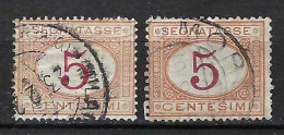 ITALIE Taxe Ca. 1870-1903: 2x Le YT 5 Obl., 2 Nuances - Postage Due