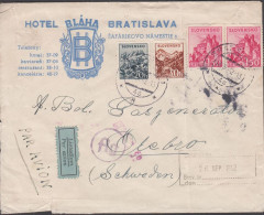 1942. SLOVENSKO Unusual Censored Cover (fold, Tear) To Örebro, Sweden Par Avion Cancelled BRA... (Michel 82+) - JF441404 - Covers & Documents