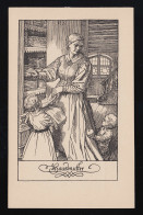 Hausmutter, Lithographie Frau Die Wäsche Ordnet, Rudolf Schäfer, Ungebraucht - Día De La Madre